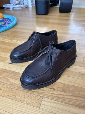 Boemos Size 43 Made in Italy Brown Leather Lug Sole Derby Shoes